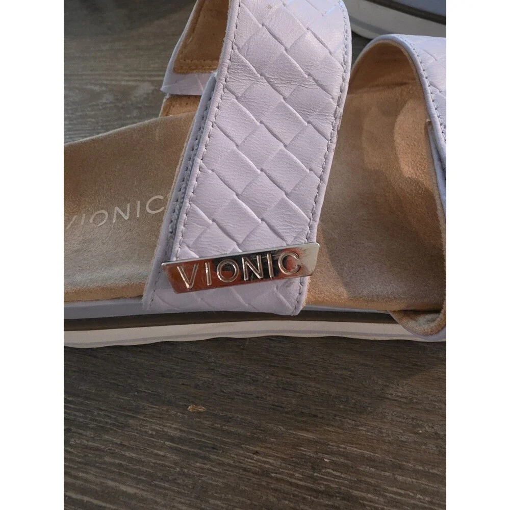 Vionic Brandie Womens Blue Haze Double Strap Flatform Slide Sandals Sz 7 EUC 38